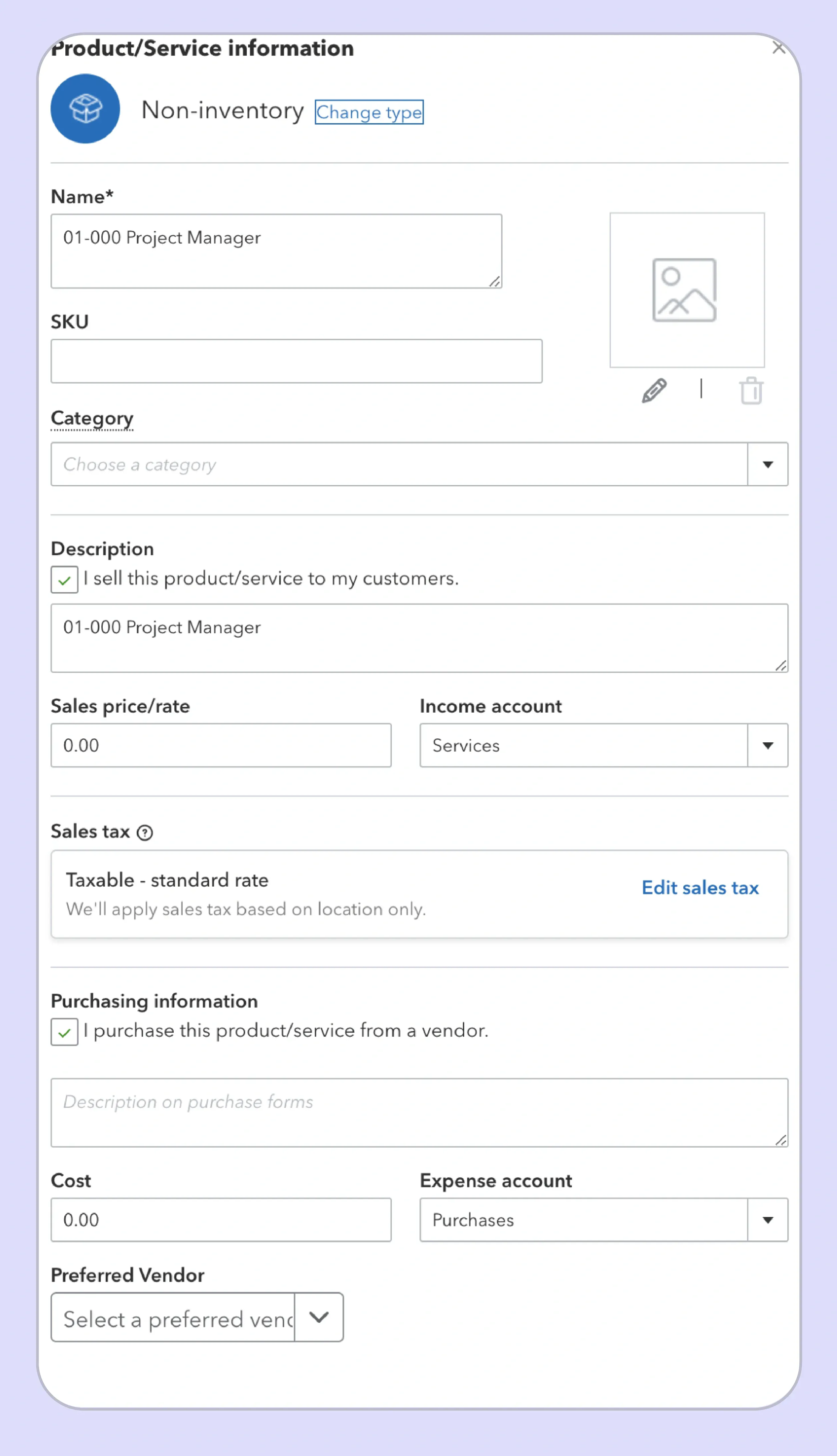 Assigning tax categories to products and services in QuickBooks