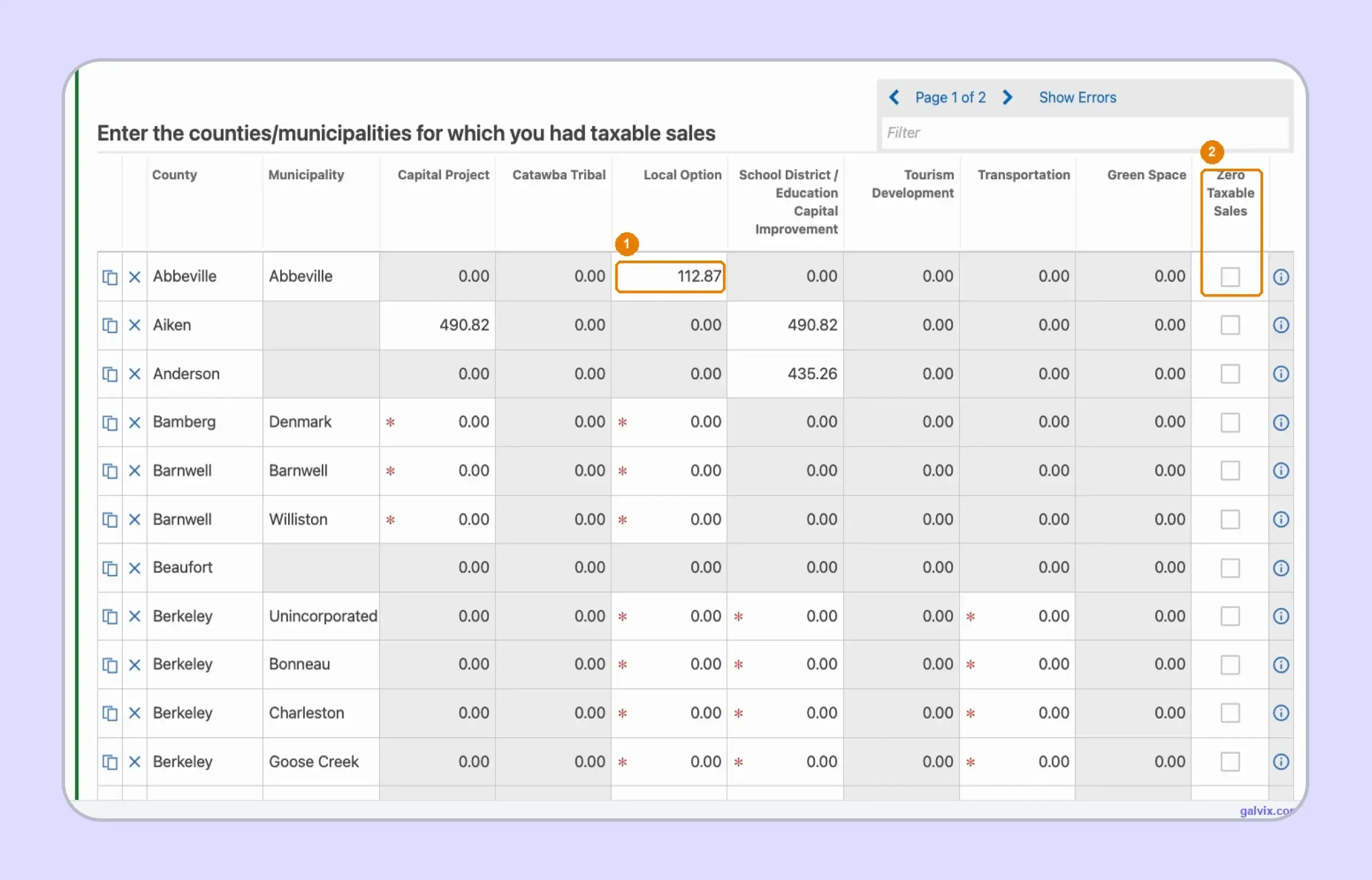 County Detail for South Carolina local sales tax reporting