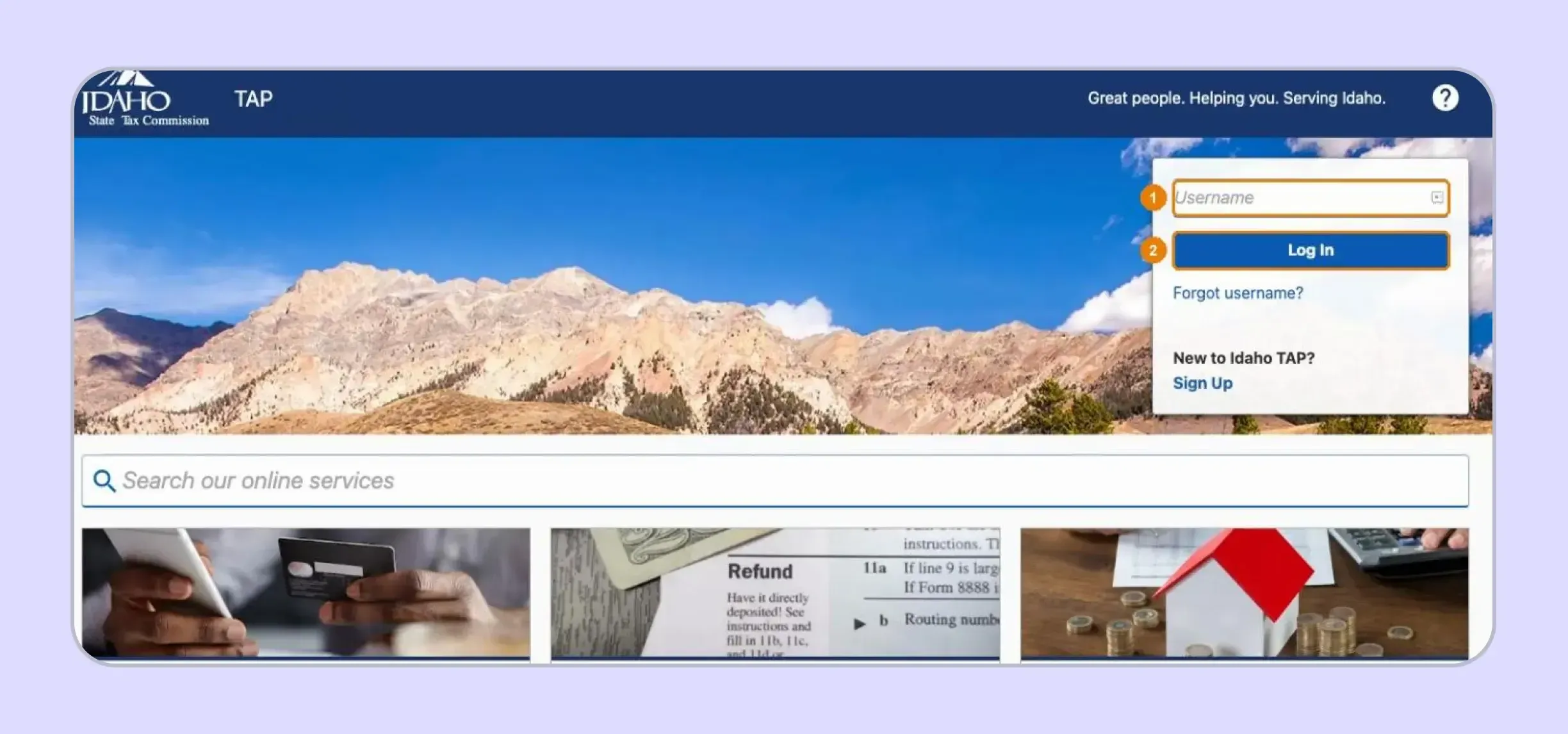 File Idaho sales tax online through the TAP login
