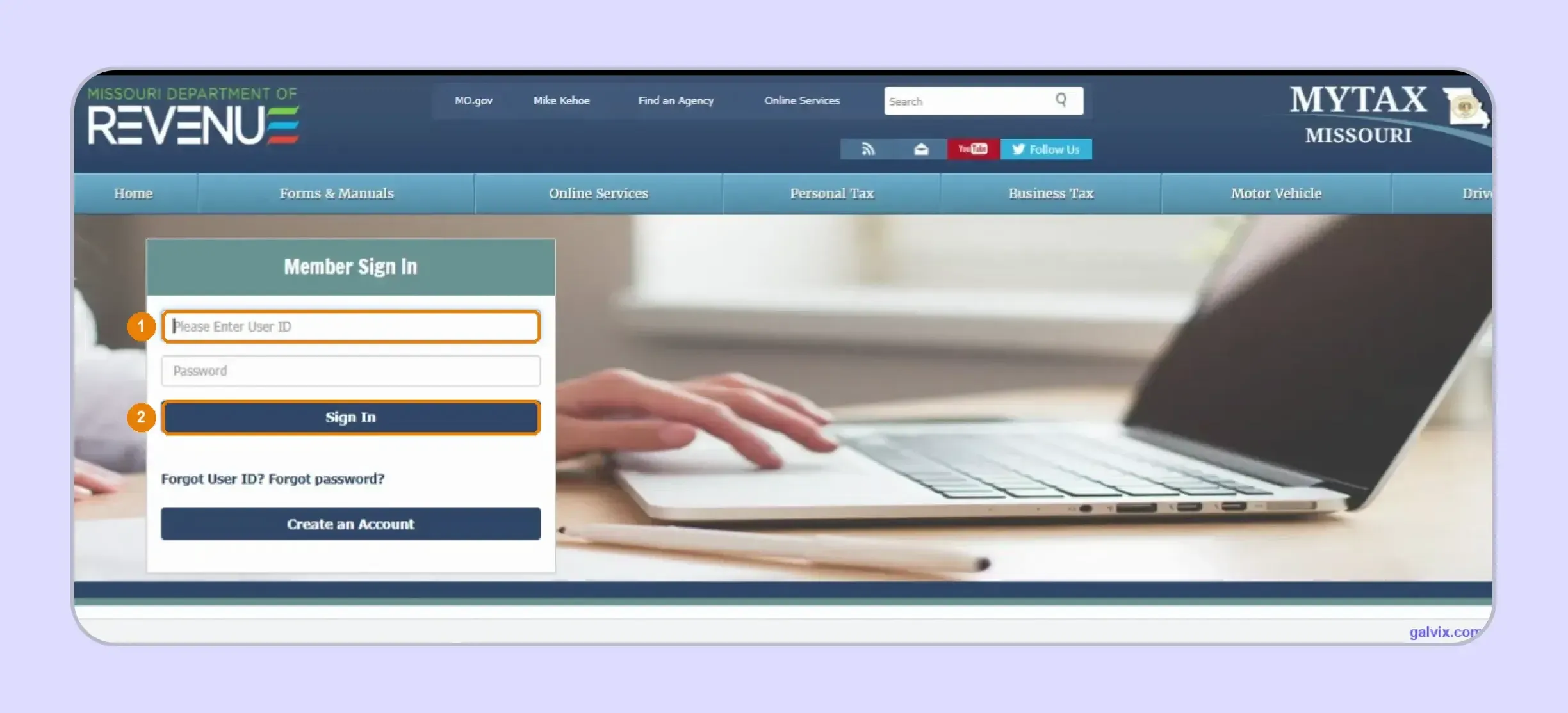 File Missouri sales tax online using MyTax login