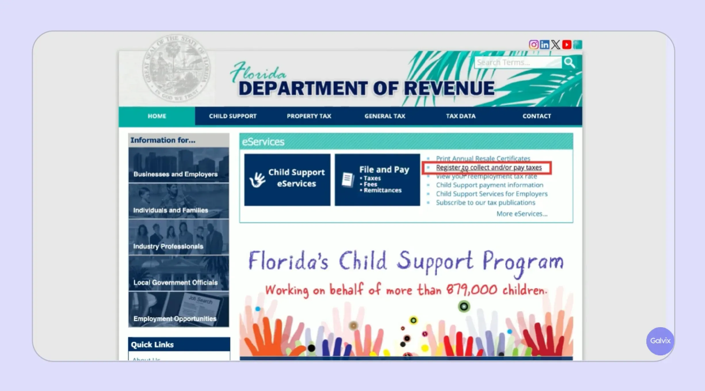 Florida Department of Revenue eServices portal
