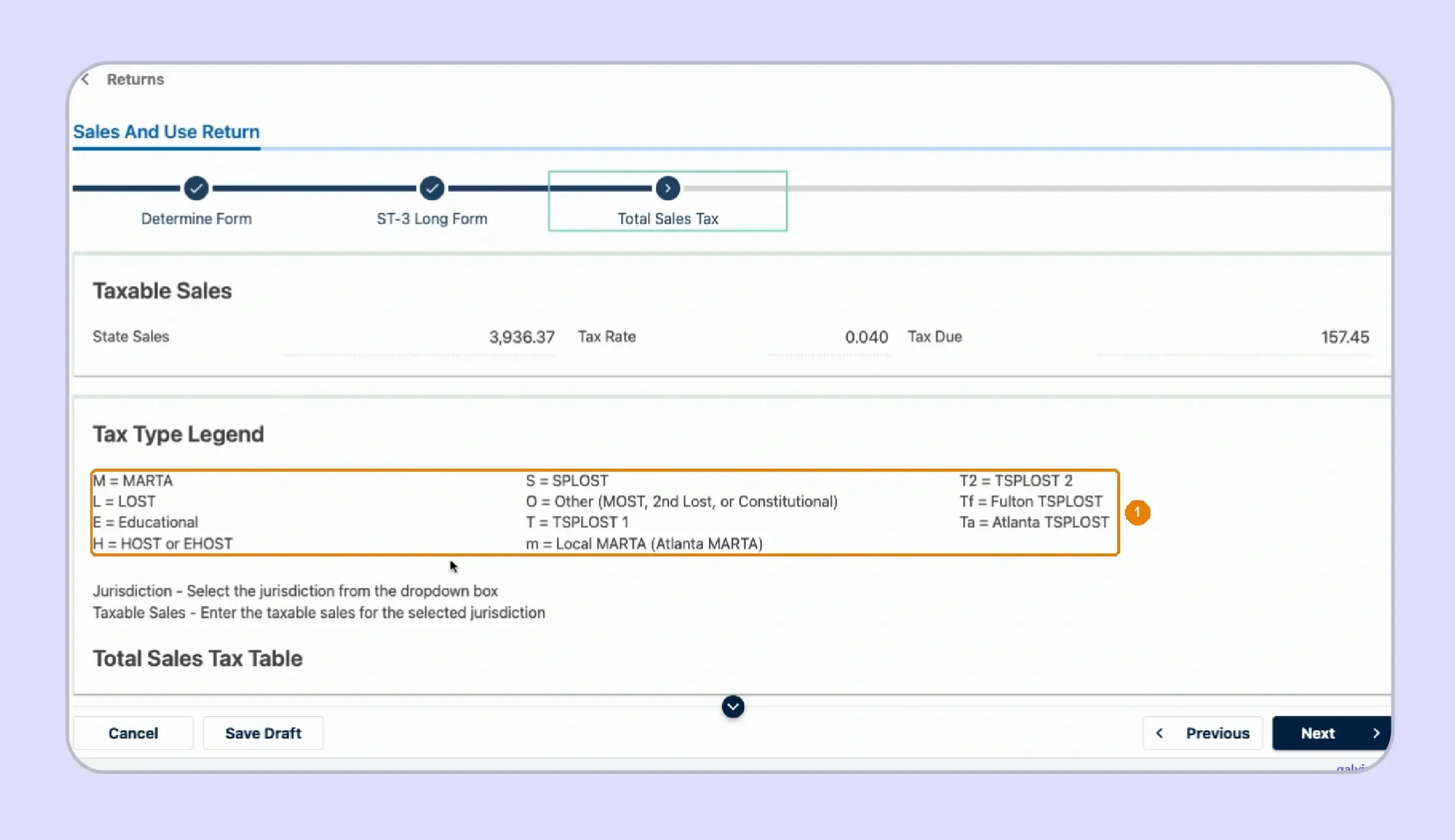 GA sales tax filing state tax and local codes