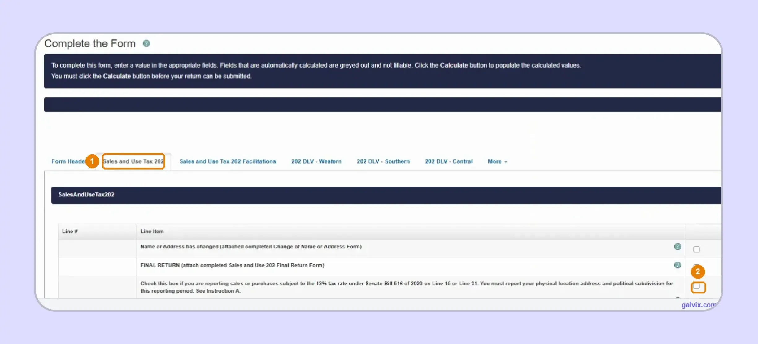 Maryland Form 202 setup before entering taxable sales