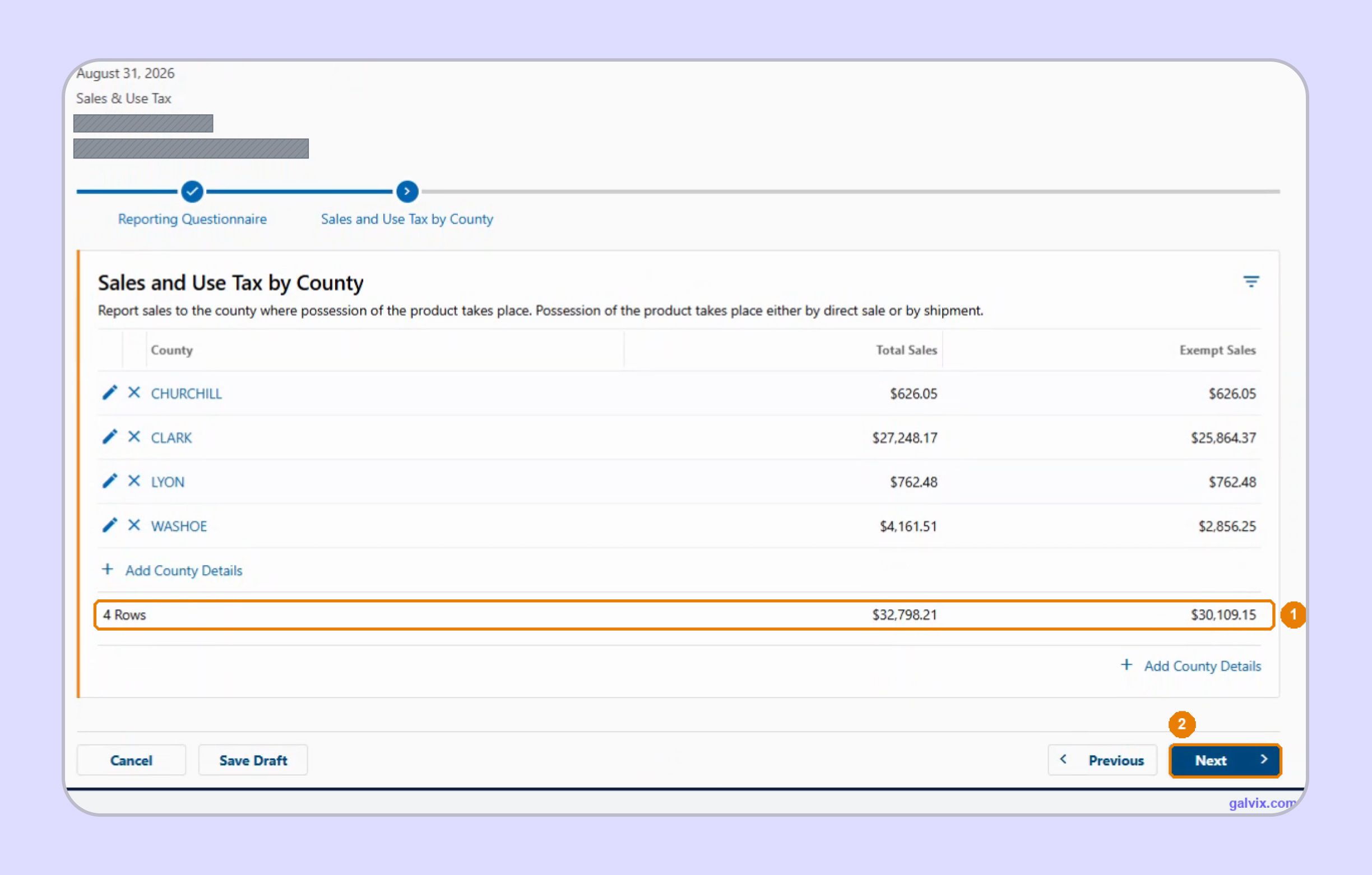 Nevada county sales totals reconciled before tax review