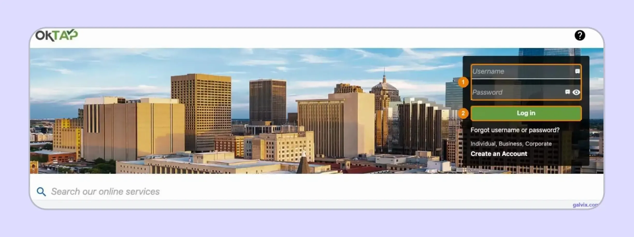 OkTAP login for Oklahoma sales tax return filing