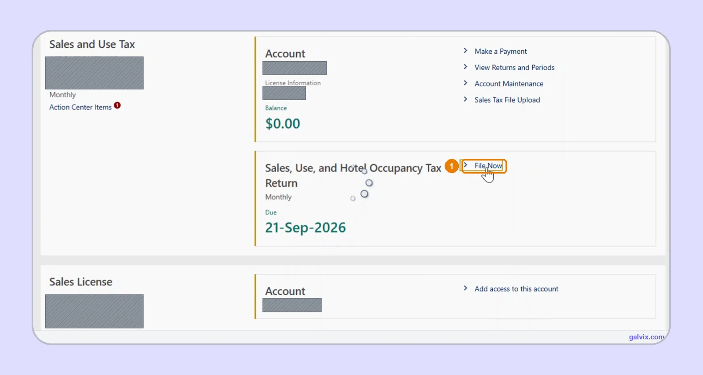 Pennsylvania sales tax return selection in myPATH