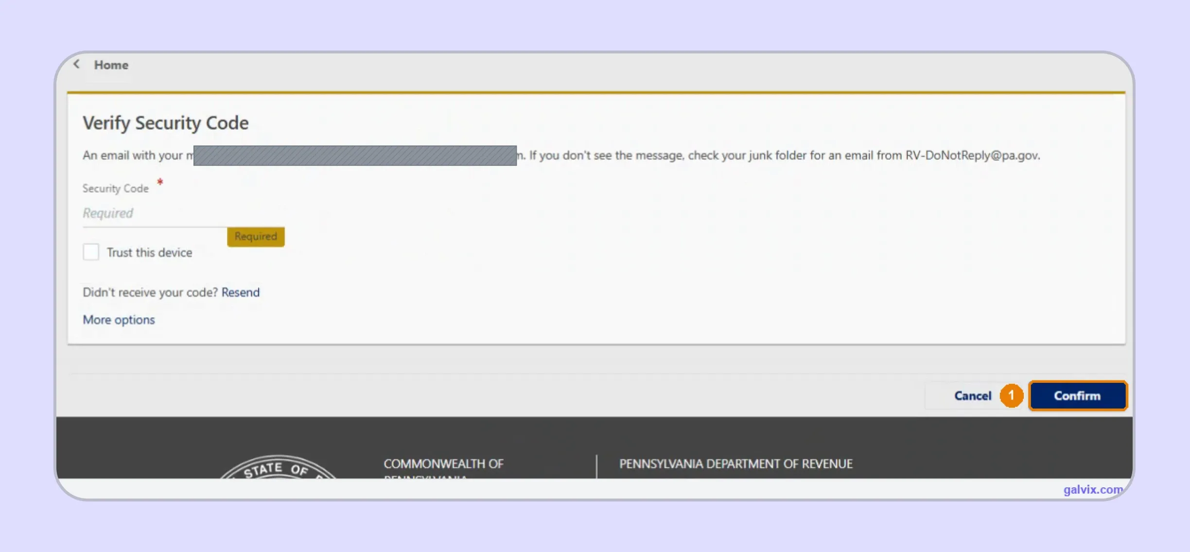 Pennsylvania sales tax security verification through myPATH