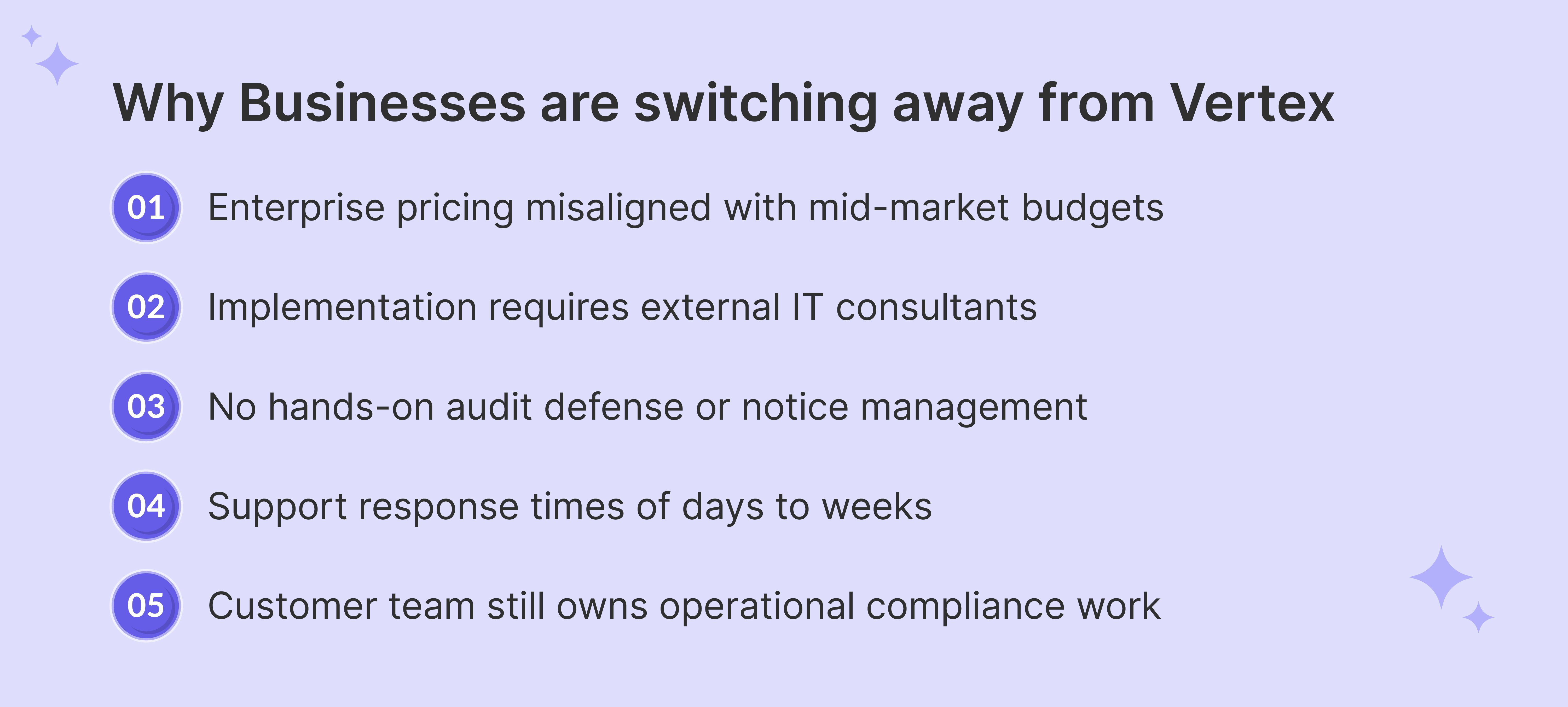 Reasons businesses evaluate Vertex alternatives