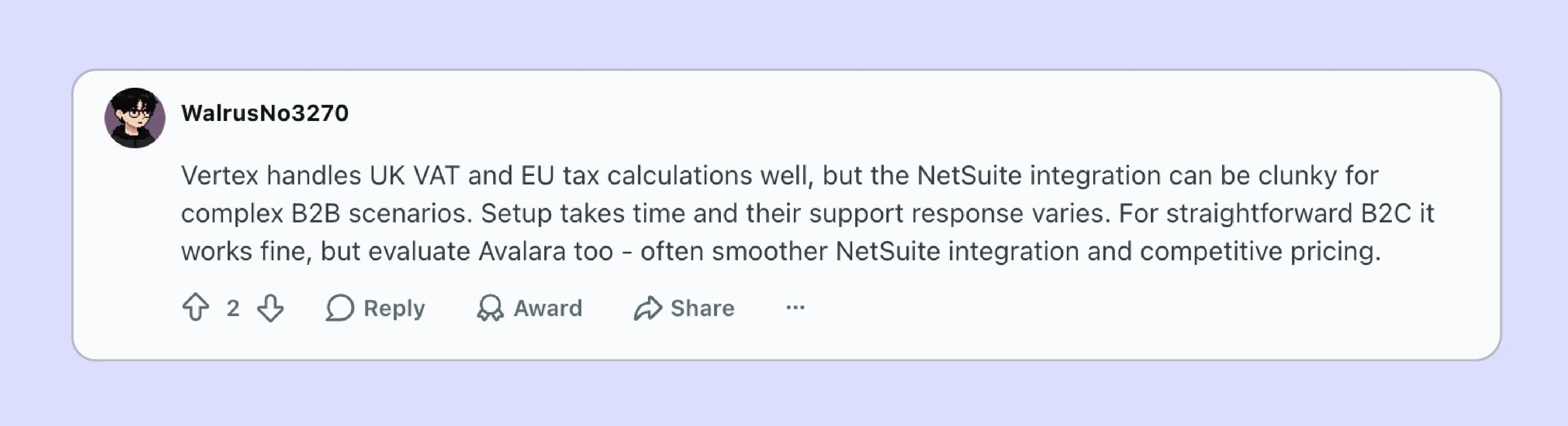 Vertex issues highlighted on a Reddit discussion
