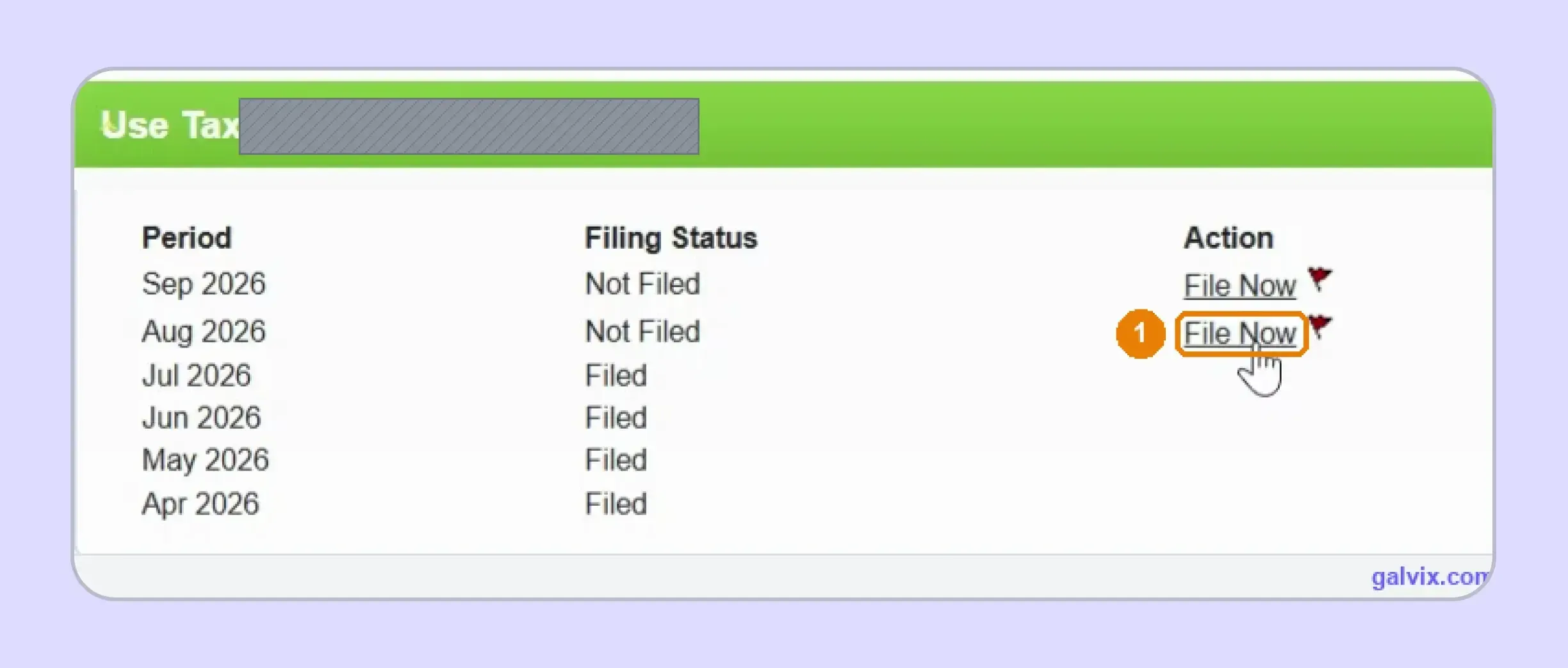 Virginia filing period selection for sales tax return
