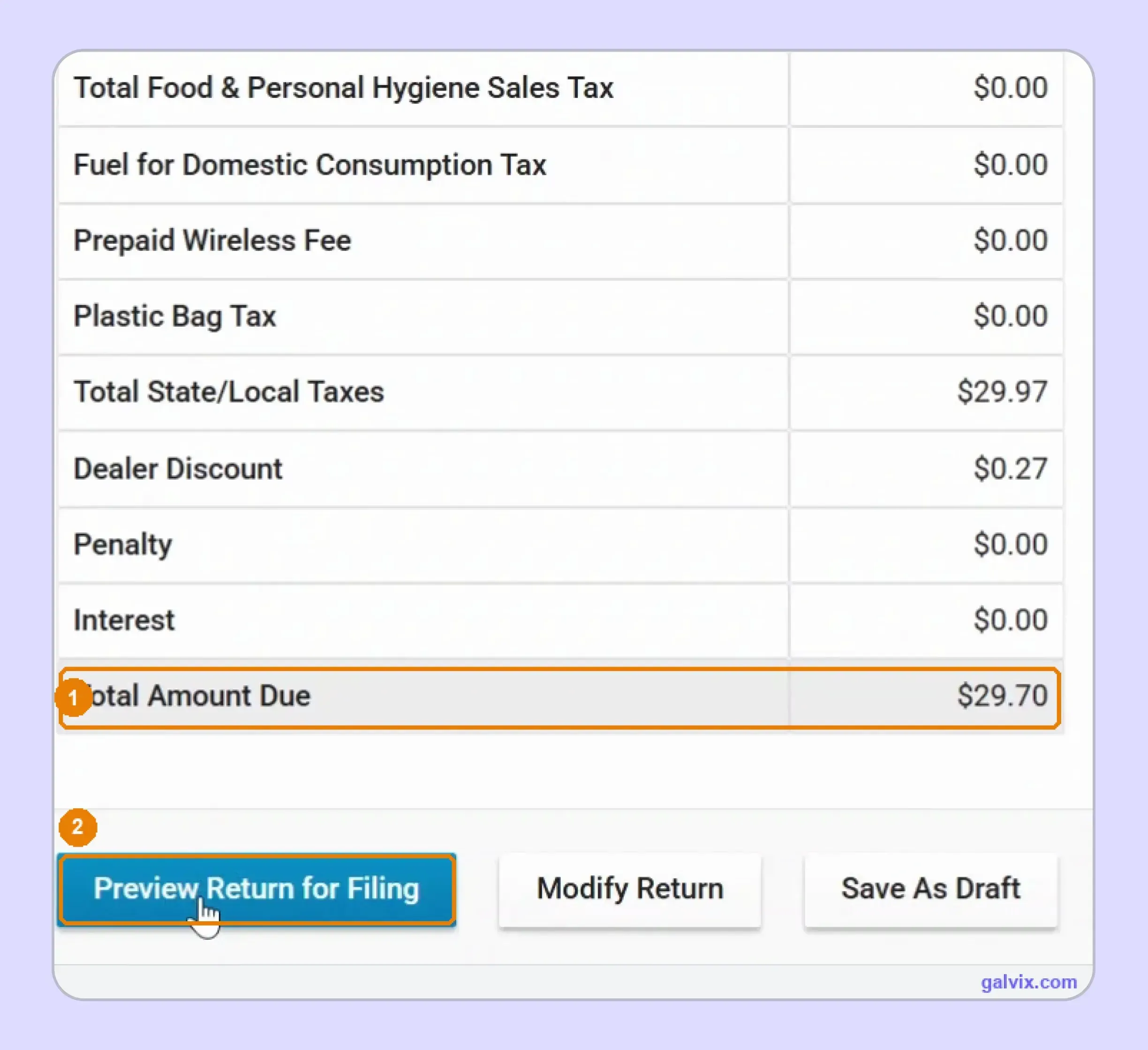 Virginia sales tax totals before return submission