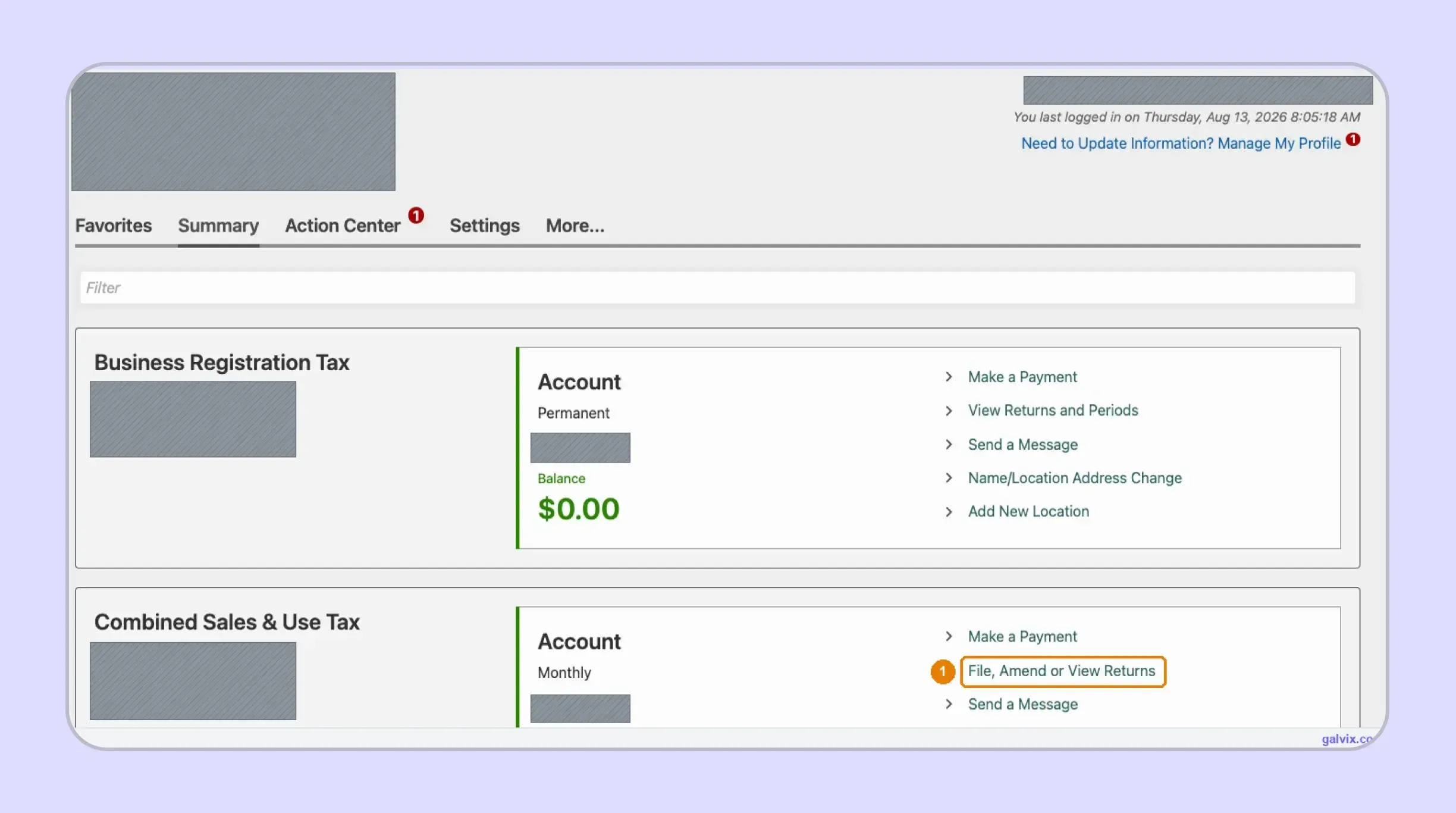 West Virginia sales tax account in MyTaxes portal