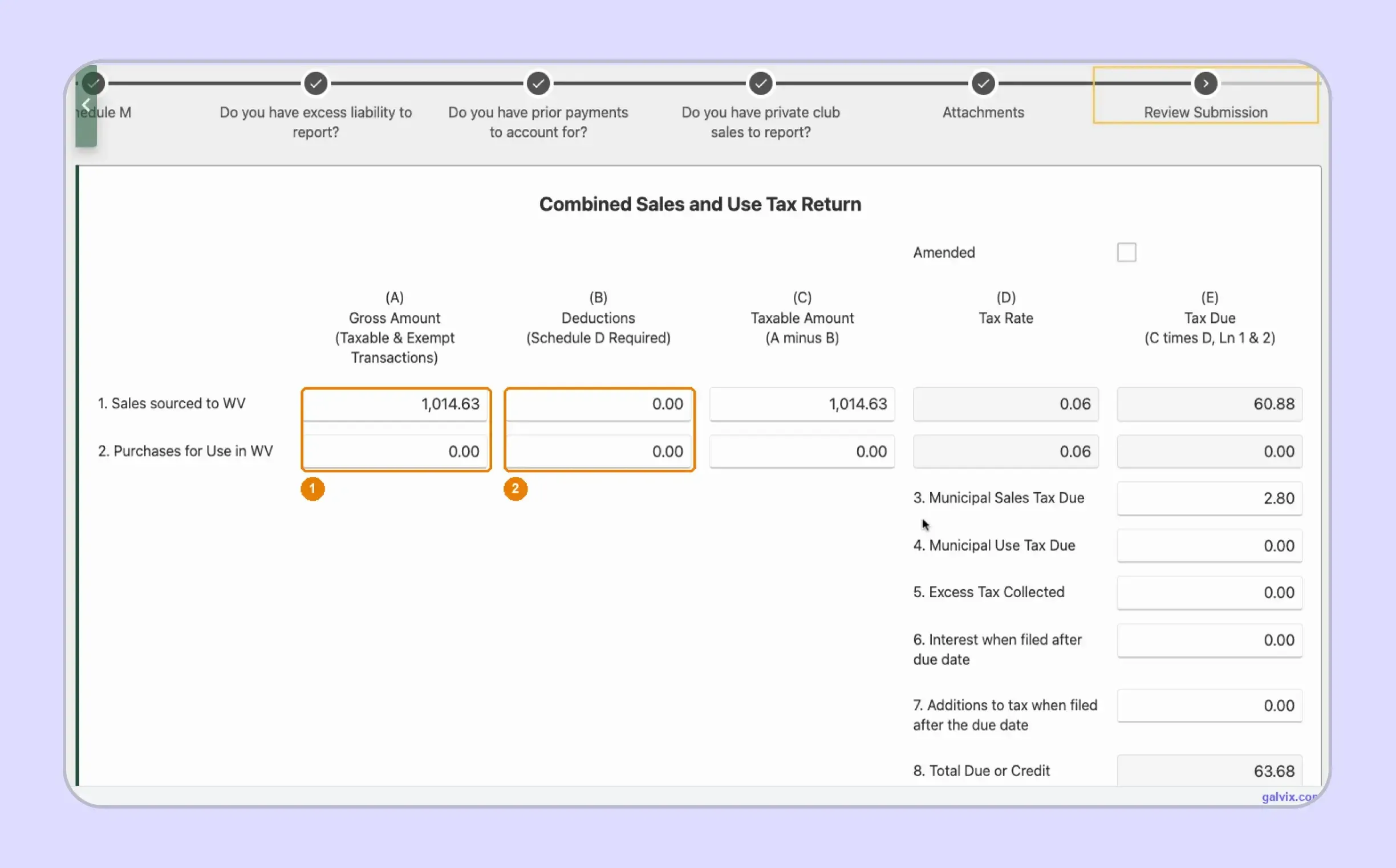 West Virginia sales tax return review before submission